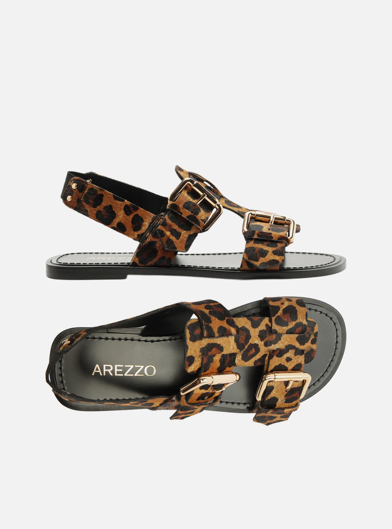 Sandália Rasteira Animal Print Pelo Tiras Largas Fivela — foto 6