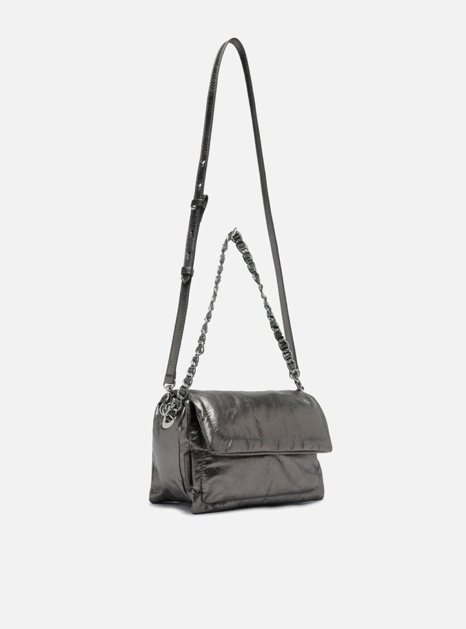 Bolsa Prata Couro Tiracolo Média