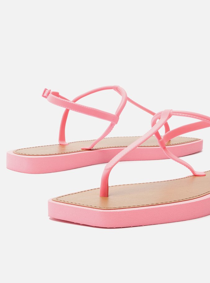 Sandália Rasteira Rosa Slim Square Brizza