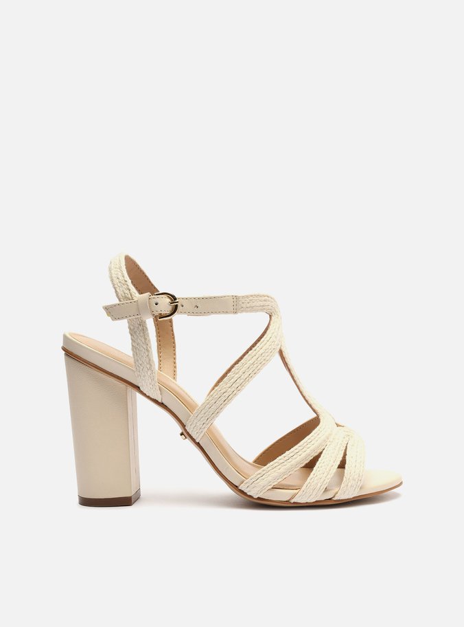Sandália Off-White Bloco Alto Bordado