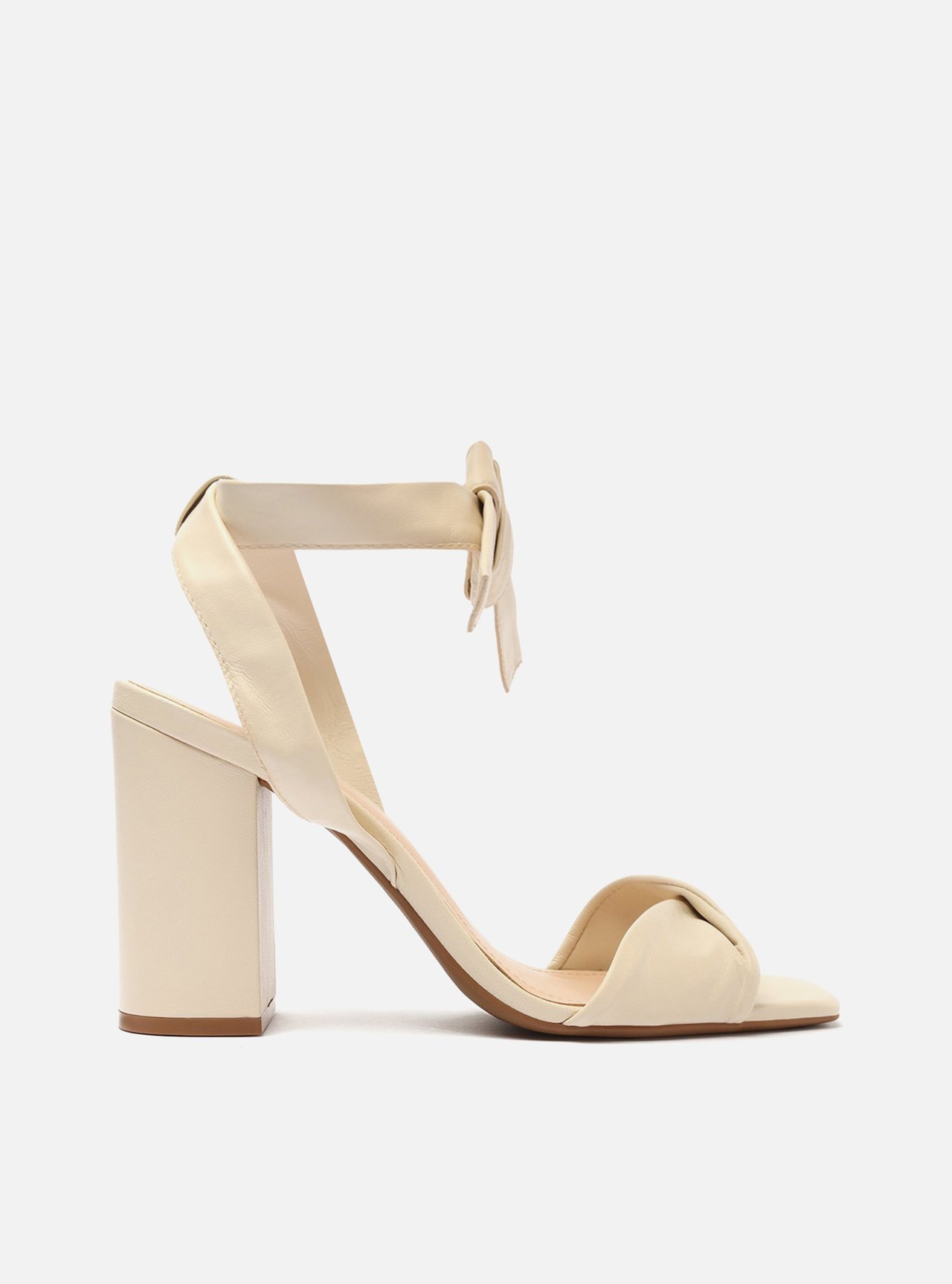 Sandália Off-White Couro Salto Alto Bloco Lace Up — foto 1