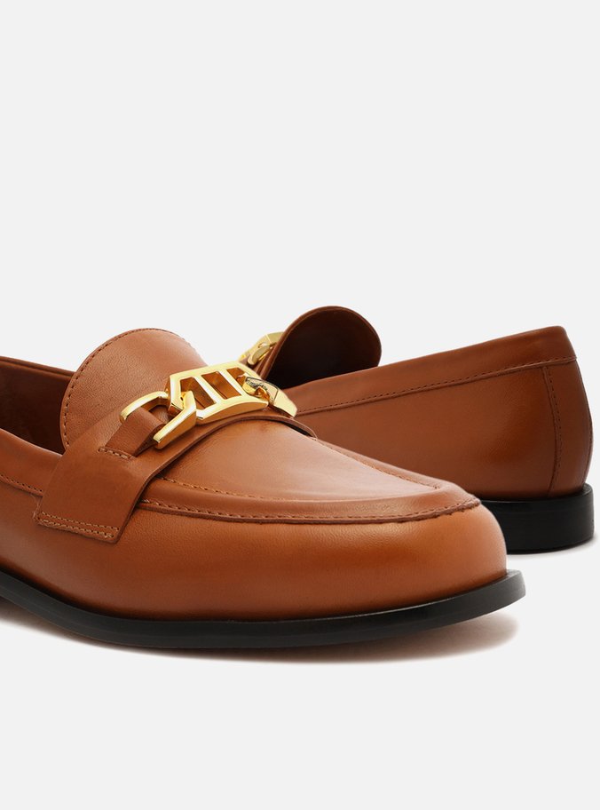 Mocassim Marrom Couro Metal Livia