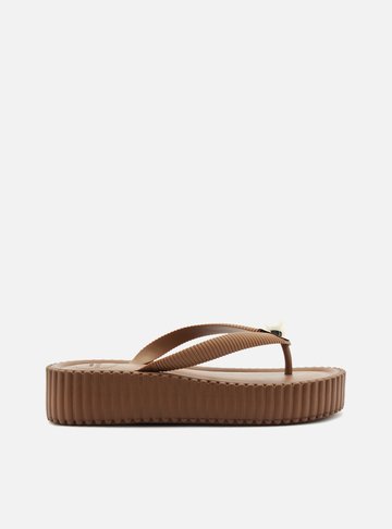 Arezzo — Sandália Flatform Marrom Metal Brizza