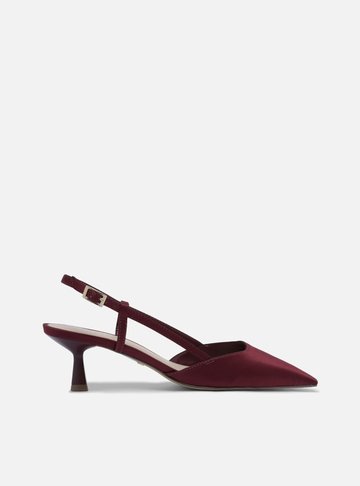 Scarpin Vermelho Cetim Salto Baixo Geométrico
