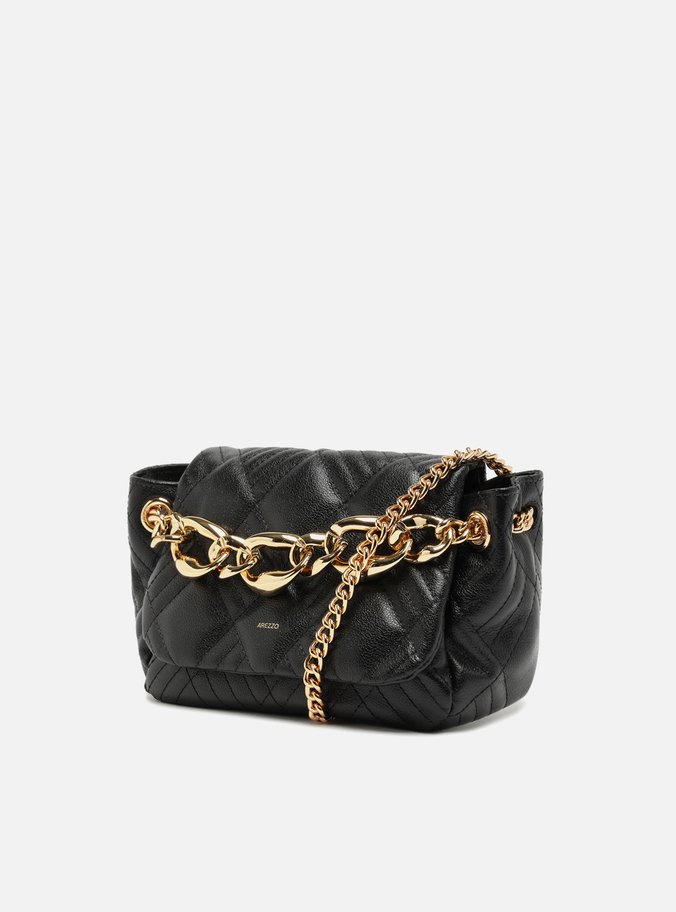 Bolsa Tiracolo Preta Couro Matelassê Média