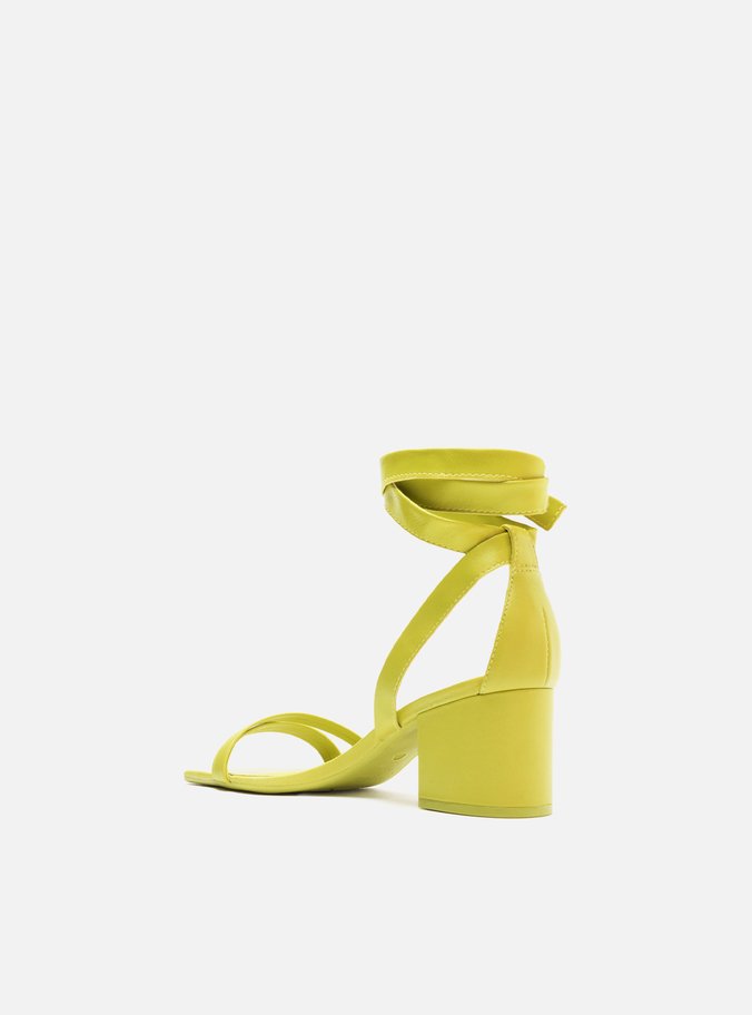 Sandália Verde Salto Bloco Lace Up