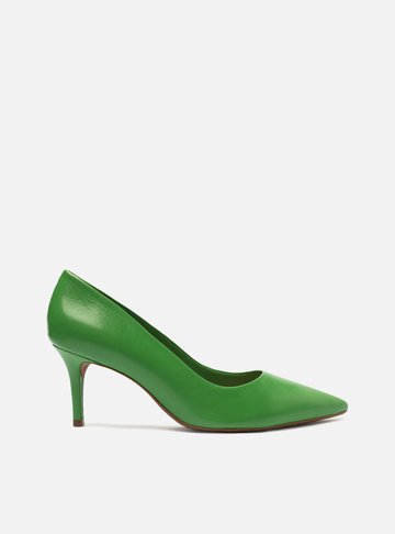 Scarpin Verde Couro Salto Médio Fino Color