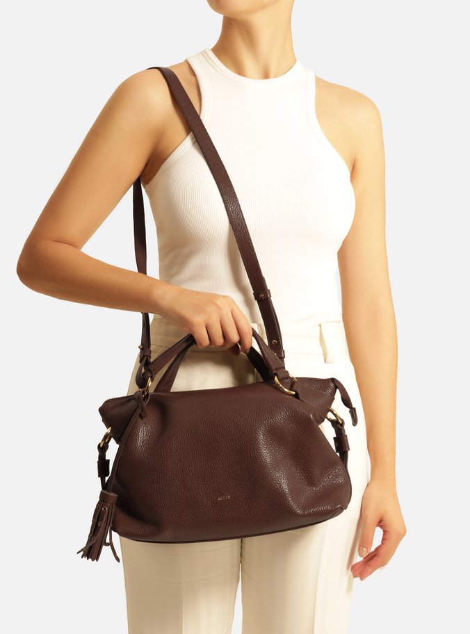 Bolsa Tote Marrom Couro Pequena Barbicacho