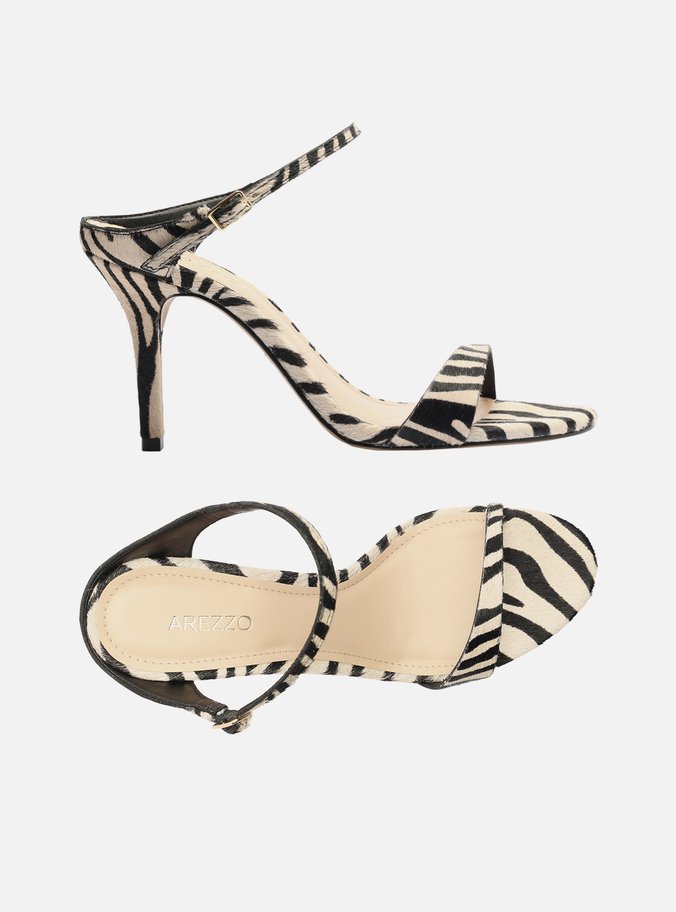 Sandália Animal Print Salto Fino Tira Instep