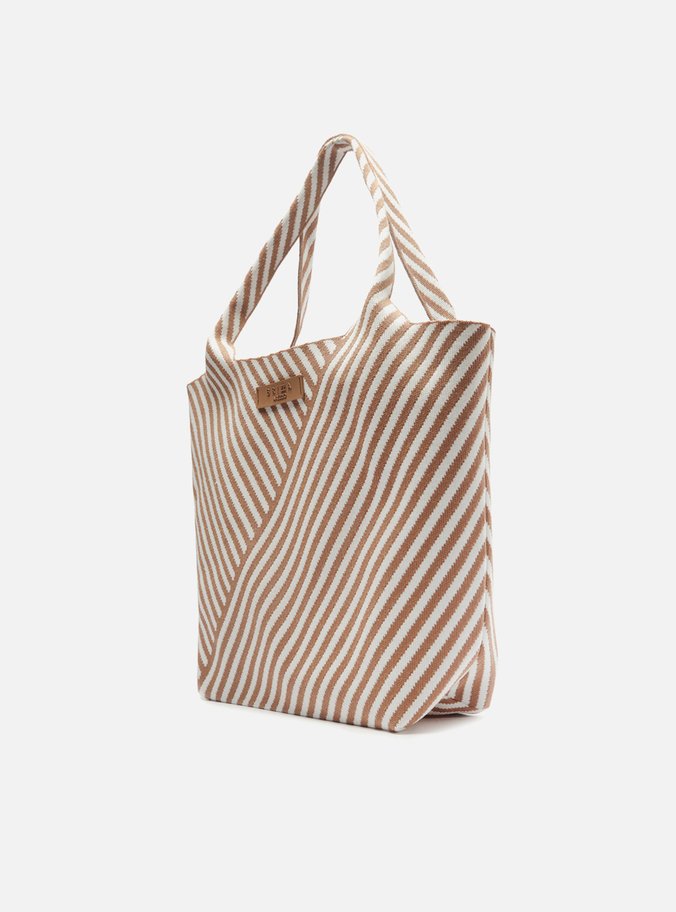 Bolsa Média Crochê Marrom Listras