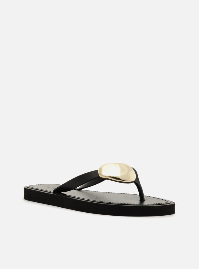 Chinelo Minimal Preto Bico Redondo Brizza