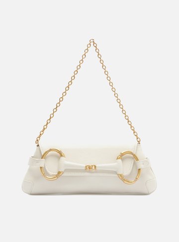 Bolsa Shoulder Off-White Couro Grande Argolas