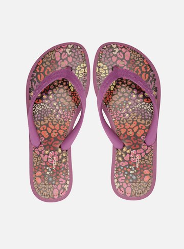 Chinelo de Dedo Roxo Palmilha Estampada