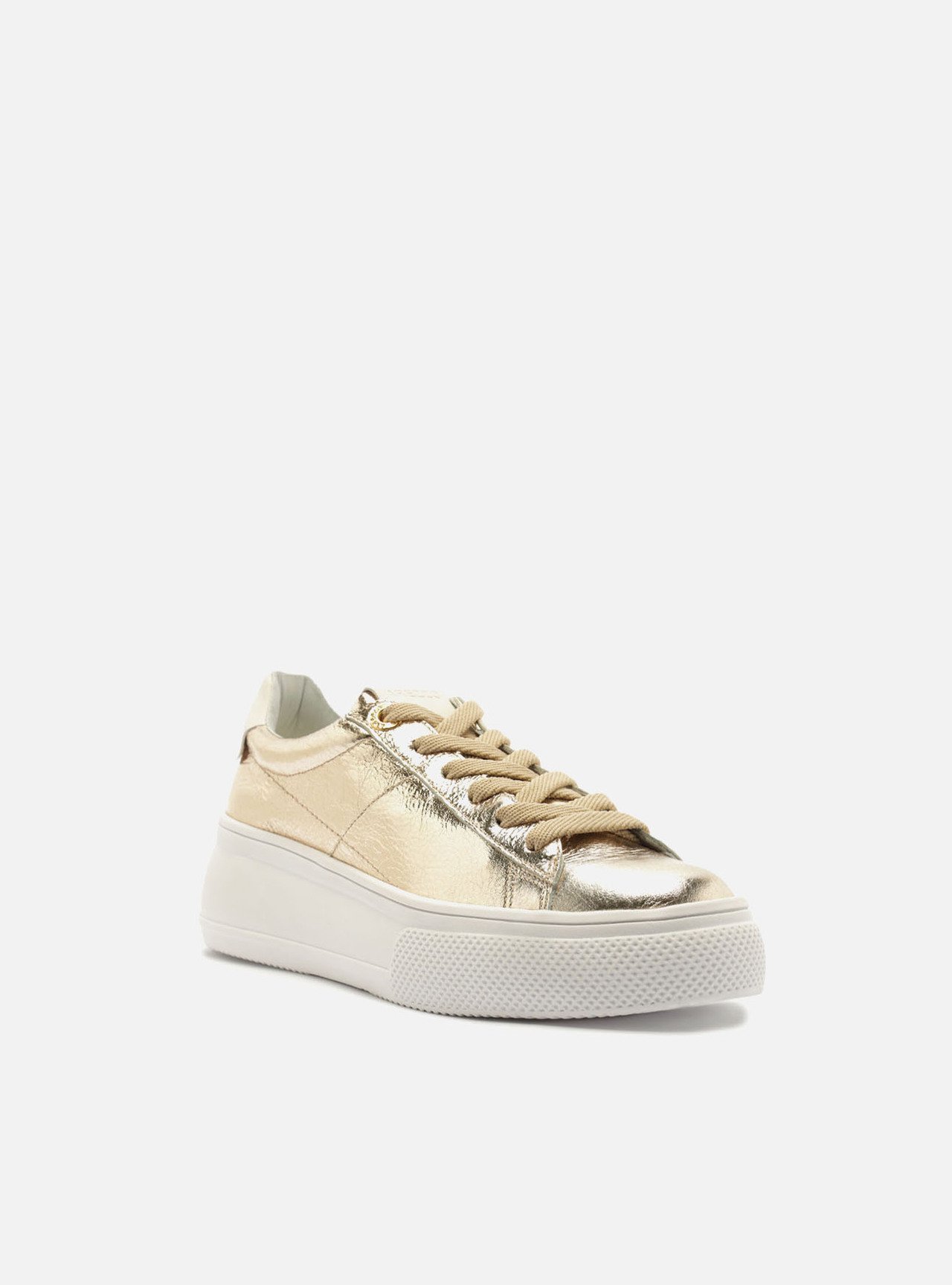 Tênis Dourado Couro Flatform — foto 2
