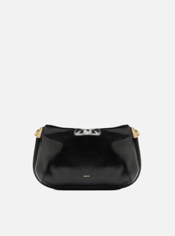 Bolsa Tiracolo Preta Couro Worn Média