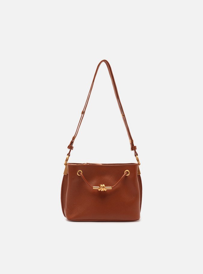 Bolsa Tiracolo Marrom Couro Helena Pequena Nó
