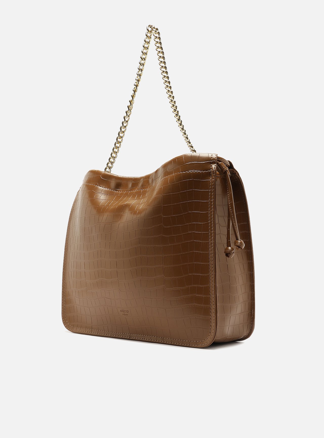 Bolsa Tote Marrom Média Croco Corrente — foto 2