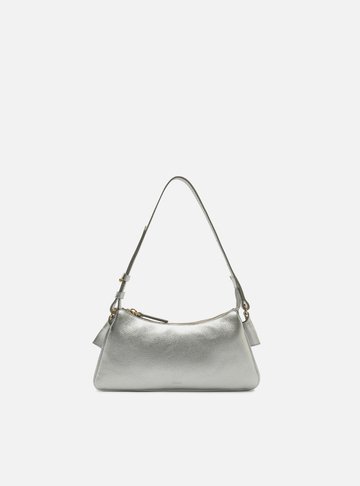 Arezzo — Bolsa Shoulder Prateada Couro Pequena