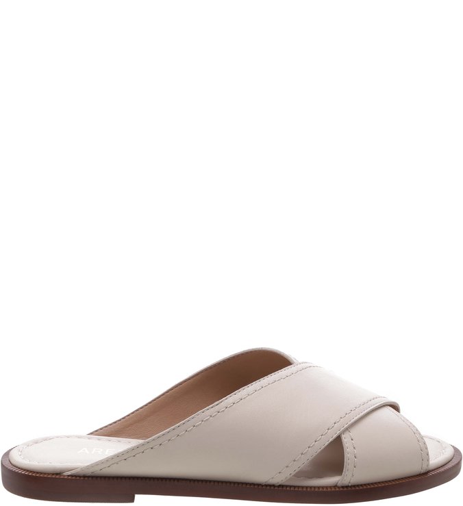 Chinelo West Side Couro Tiras Latte