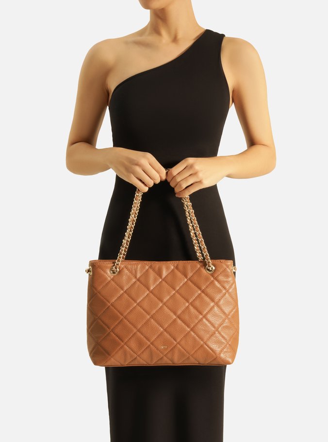 Bolsa Tote Marrom Couro Matelassê Média