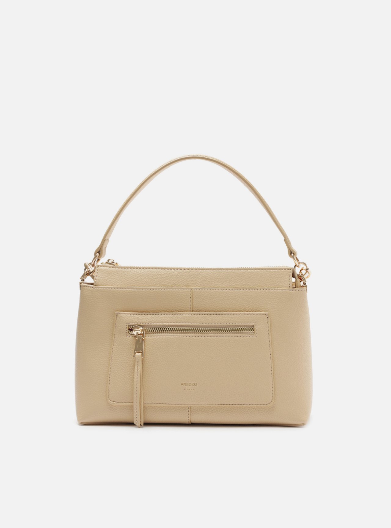Bolsa Tote Bege Média Bolso Frontal — foto 1