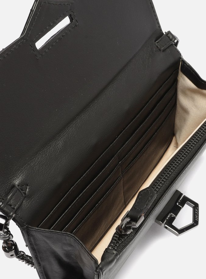 Bolsa Tiracolo Preta Couro Thai Pequena Retangular