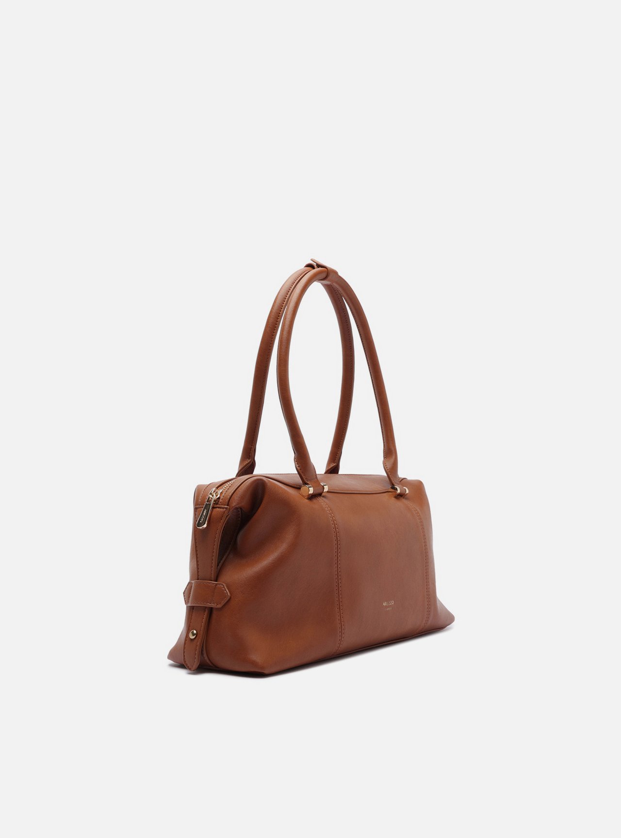 Bolsa Hobo Marrom Couro Média Metais — foto 2