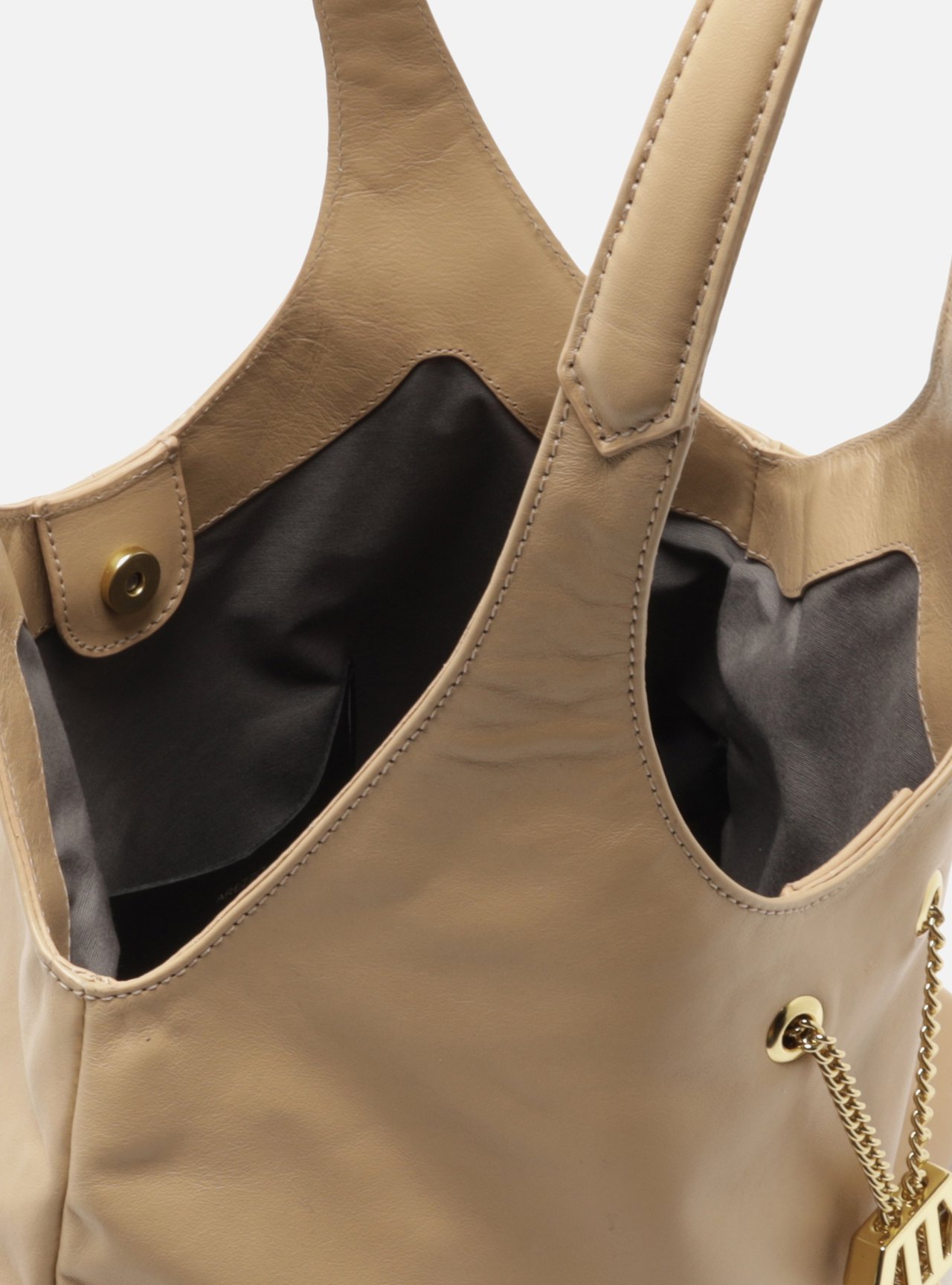 Bolsa Hobo Nude Couro Grande Corrente Dourada — foto 4