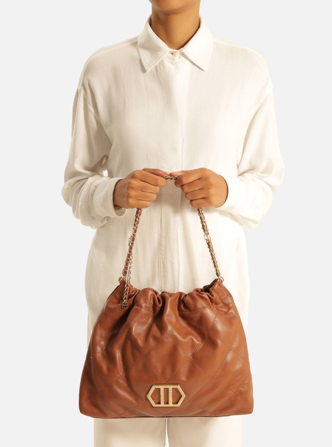 Bolsa Hobo Marrom Couro Esther Grande