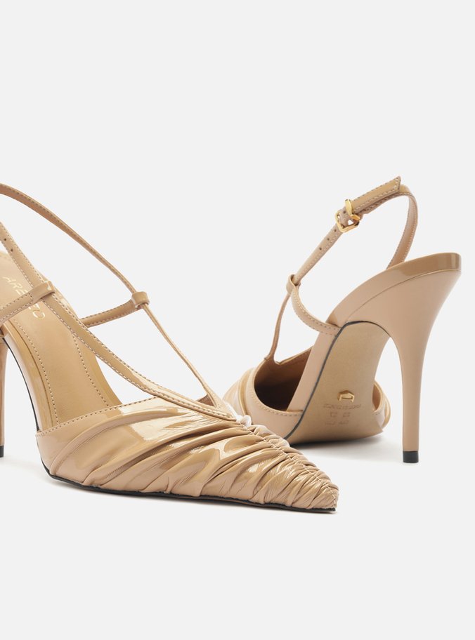 Scarpin Nude Verniz Slingback