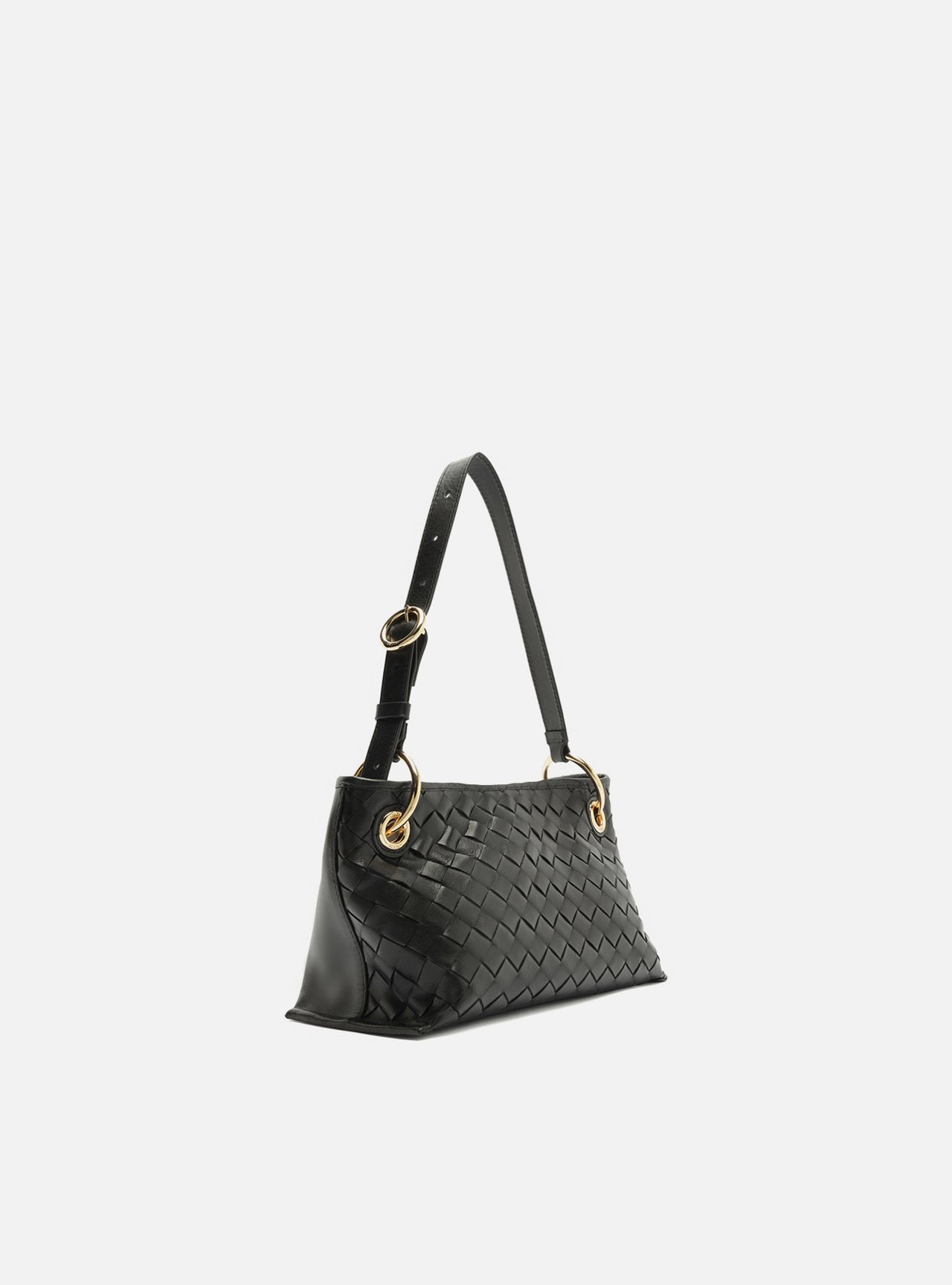 Bolsa Tiracolo Preta Couro Pequena Tressê — foto 5