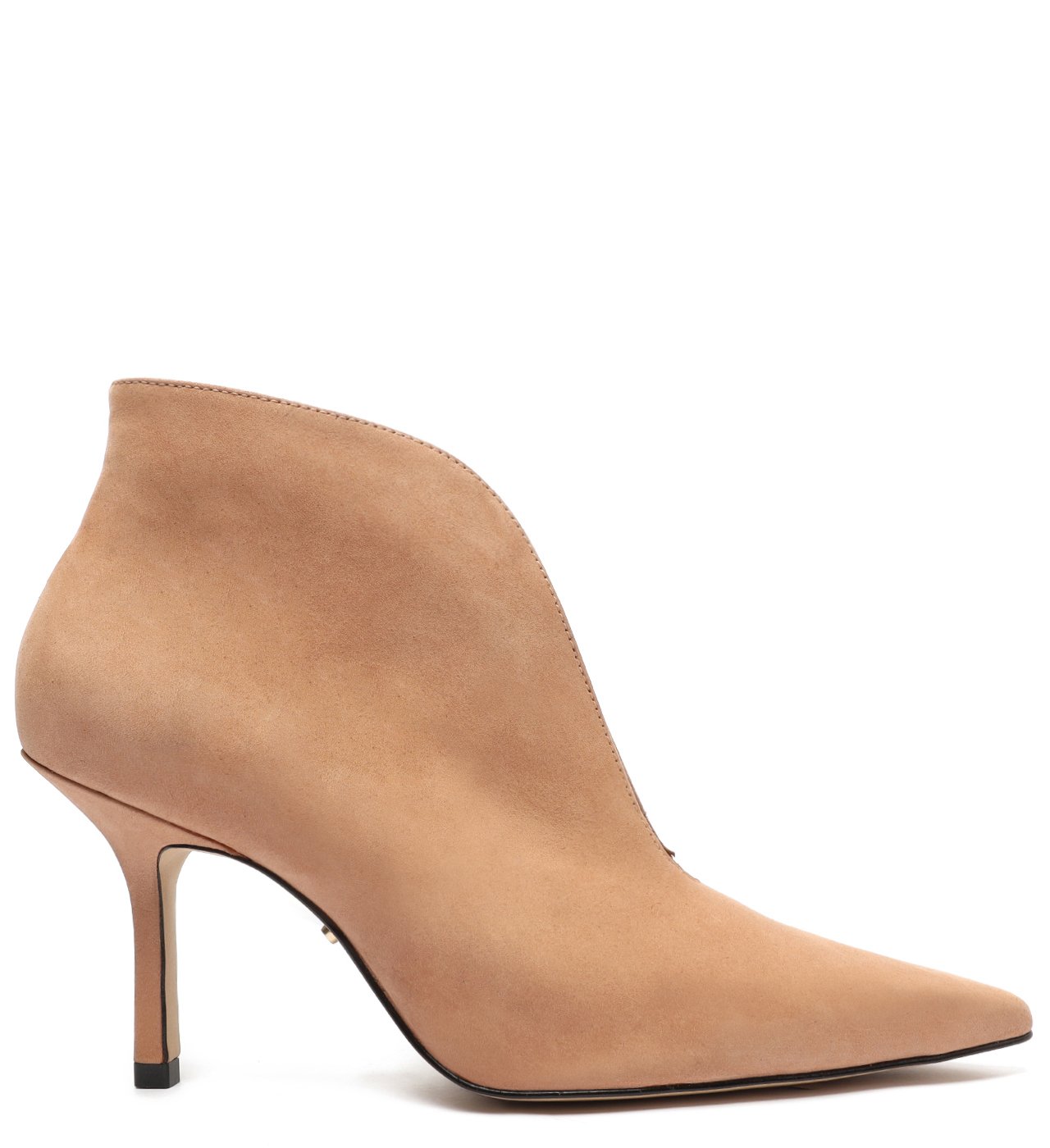Ankle Boot Bege Nobuck Salto Fino Aberta Arezzo