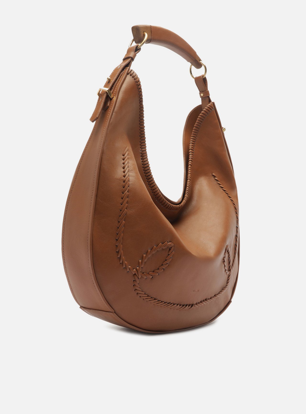 Bolsa Hobo Marrom Couro Grande Tressê — foto 5