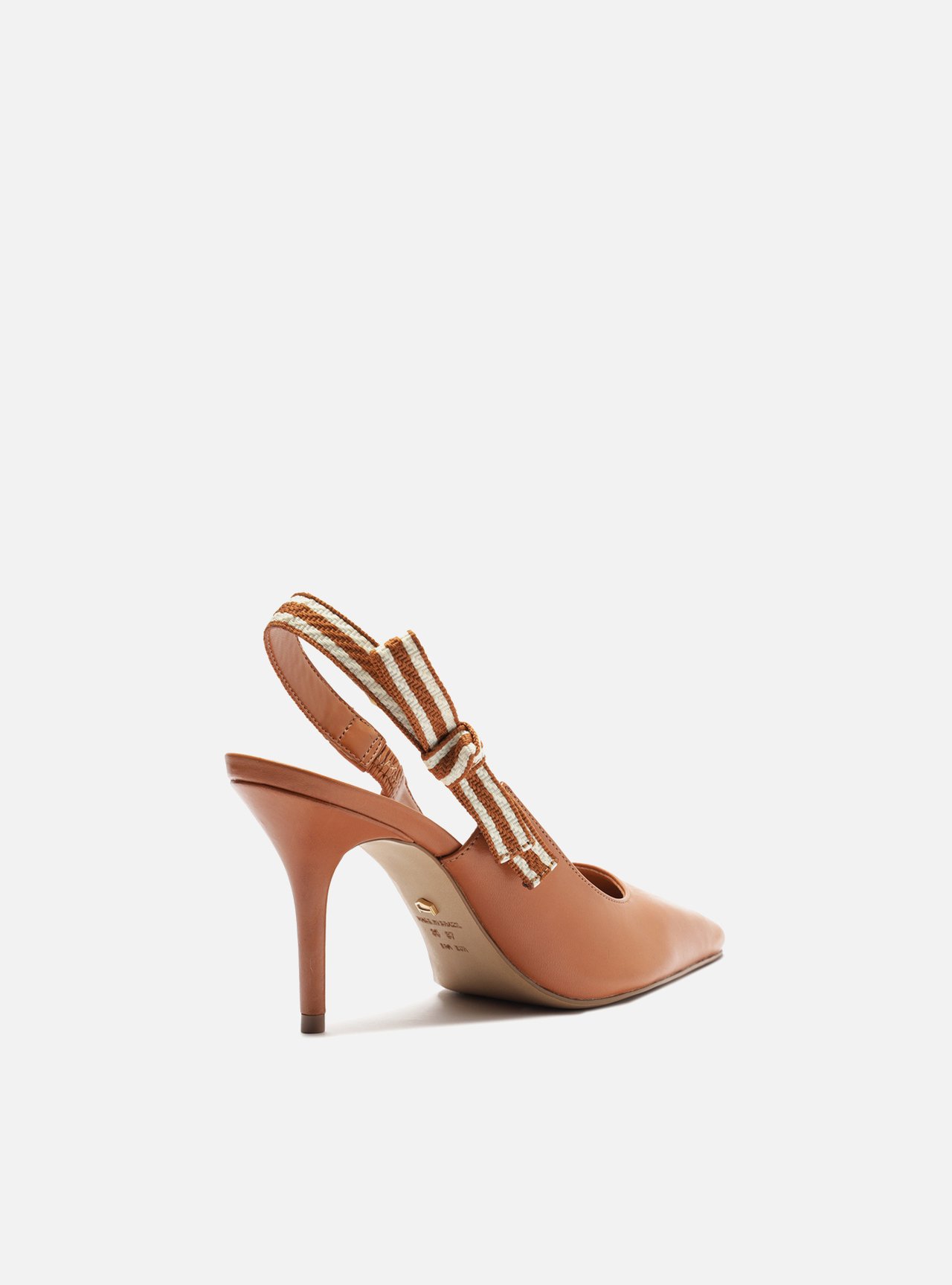Scarpin Marrom Couro Salto Médio Slingback Laço — foto 3