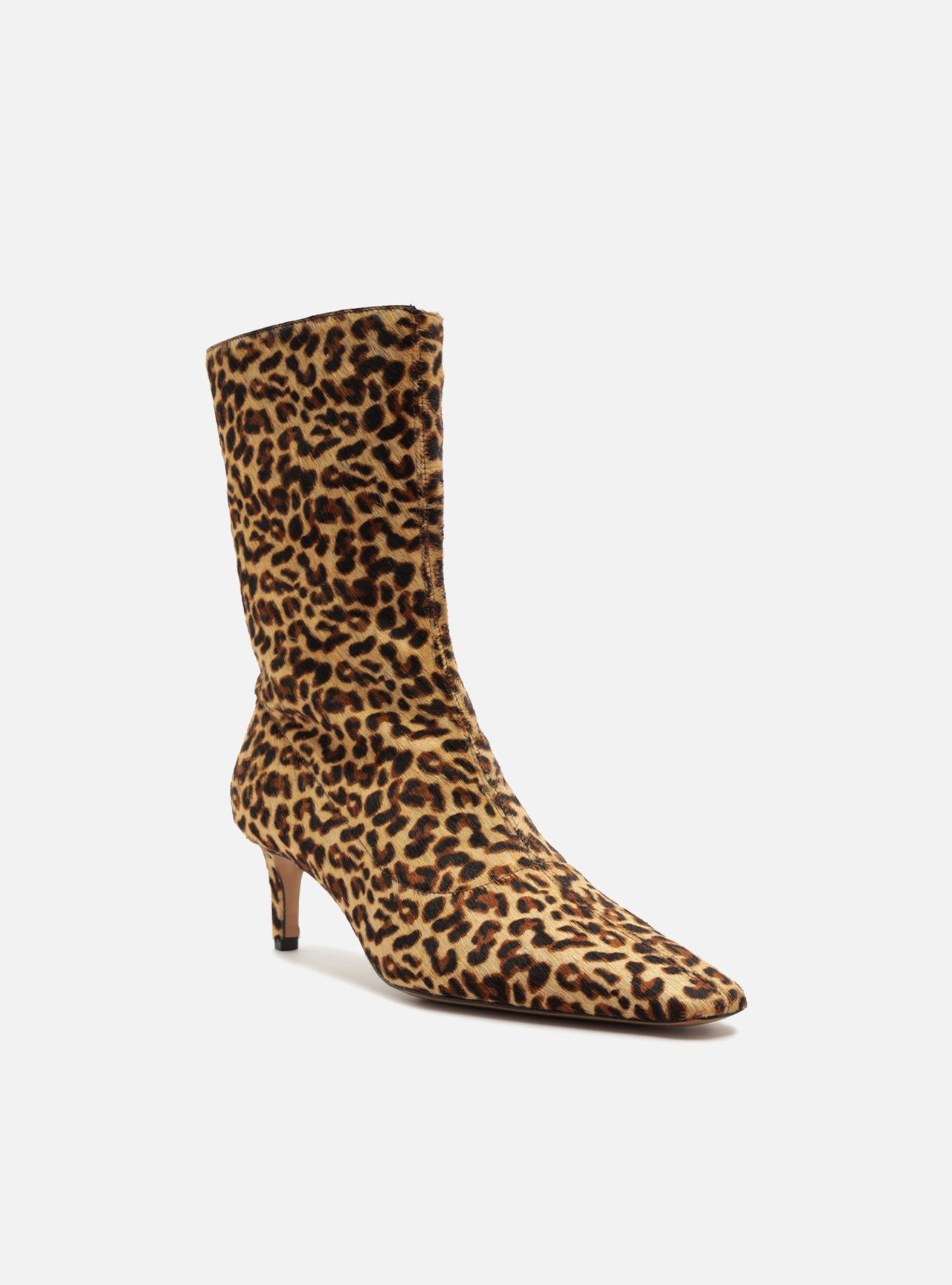 Bota Animal Print Cano Curto Salto Baixo Fino — foto 2