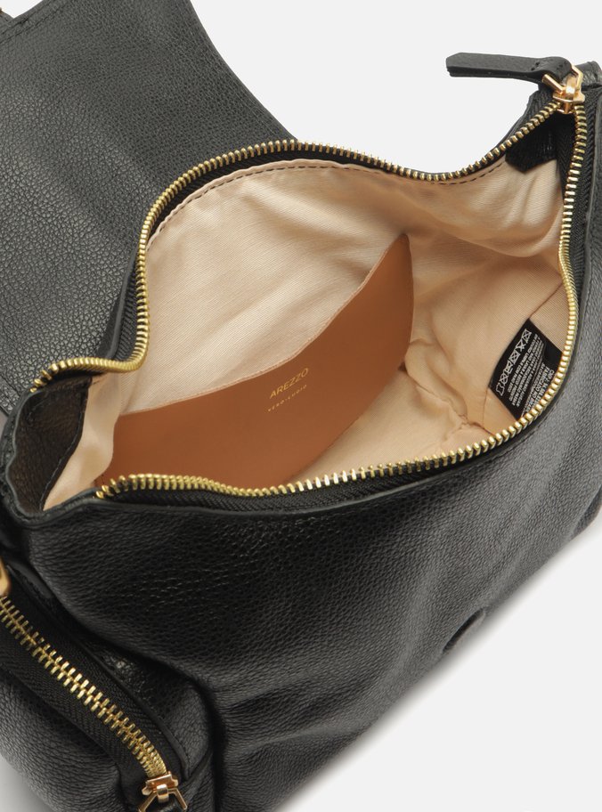 Bolsa Tiracolo Preta Couro Média Bolsos