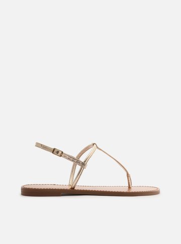 Sandália Rasteira Dourada Lizard Slim