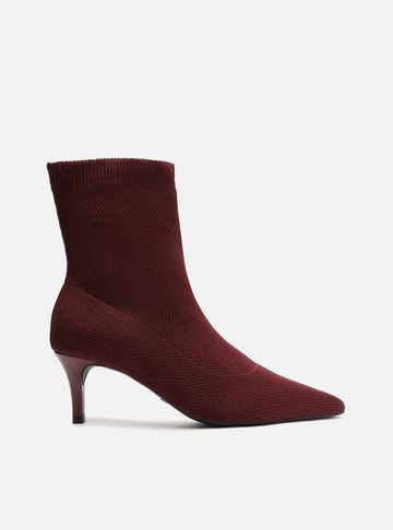 Skinny Boot Vinho Knit Salto Médio Helena