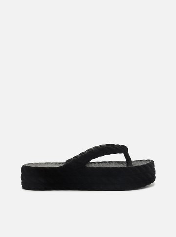 Sandália Preta Flatform Marrocos Mid Velvet