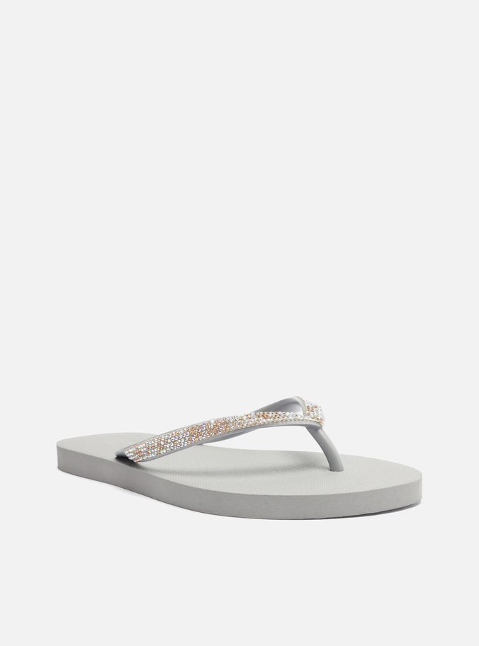 Chinelo de Dedo Prateado Strass Essential Brizza