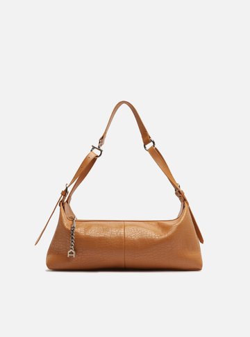 Bolsa Hobo Marrom Couro Média Fivelas