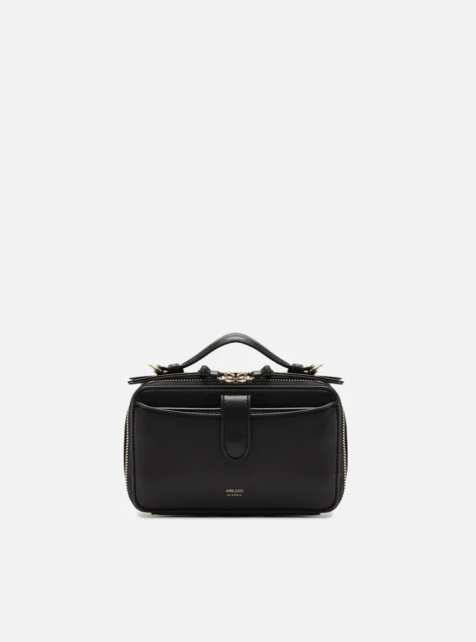 Bolsa Tiracolo Preta Pequena Bolso Duplo