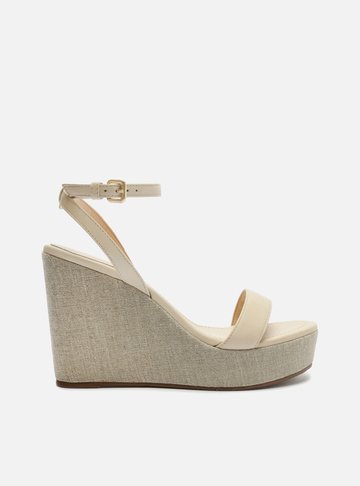 Sandália Off-White Plataforma Tiras Cassis