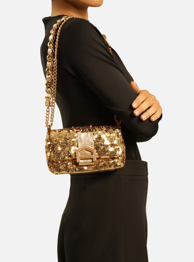 Bolsa Tiracolo Dourada Paetês  Pequena