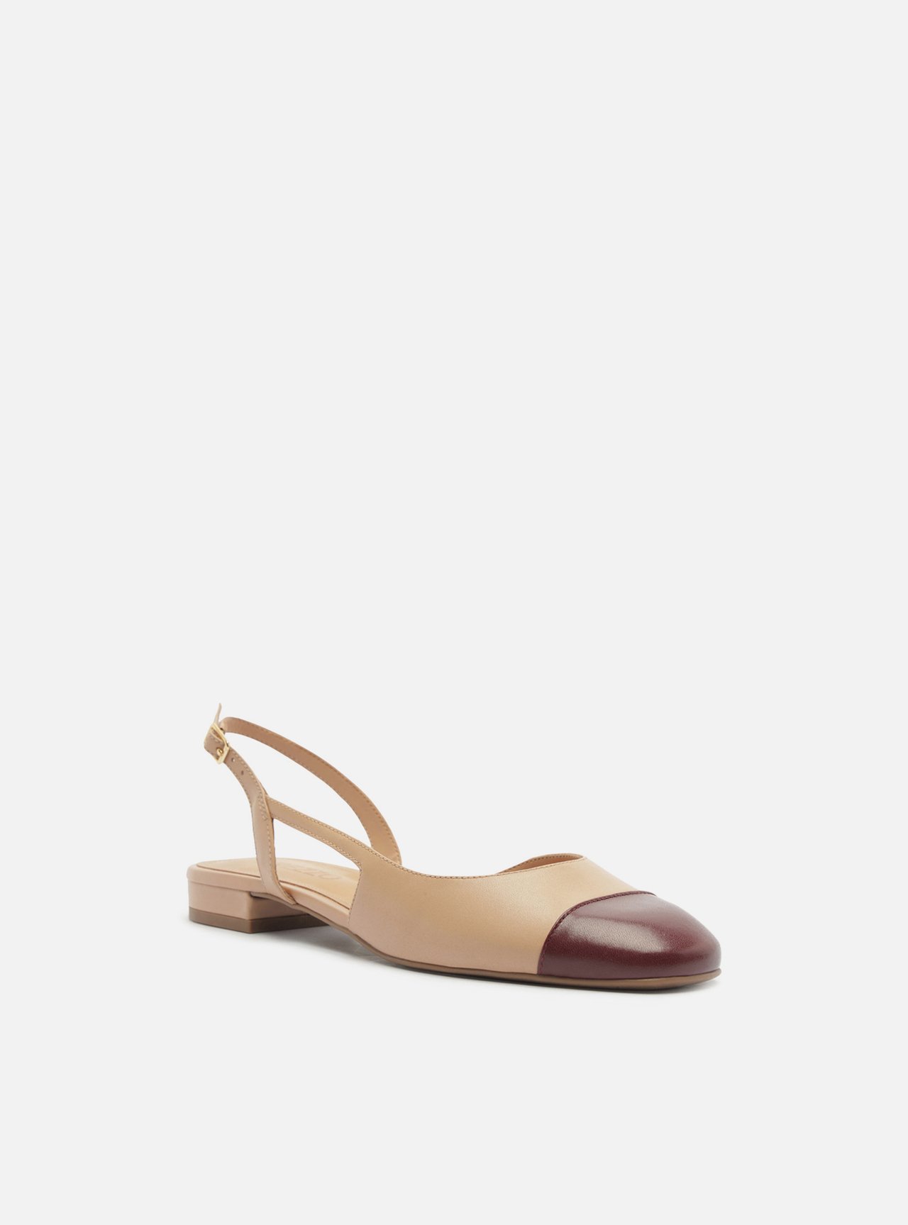 Sapatilha Rosa Claro Couro Slingback Cap Toe Bordô — foto 2