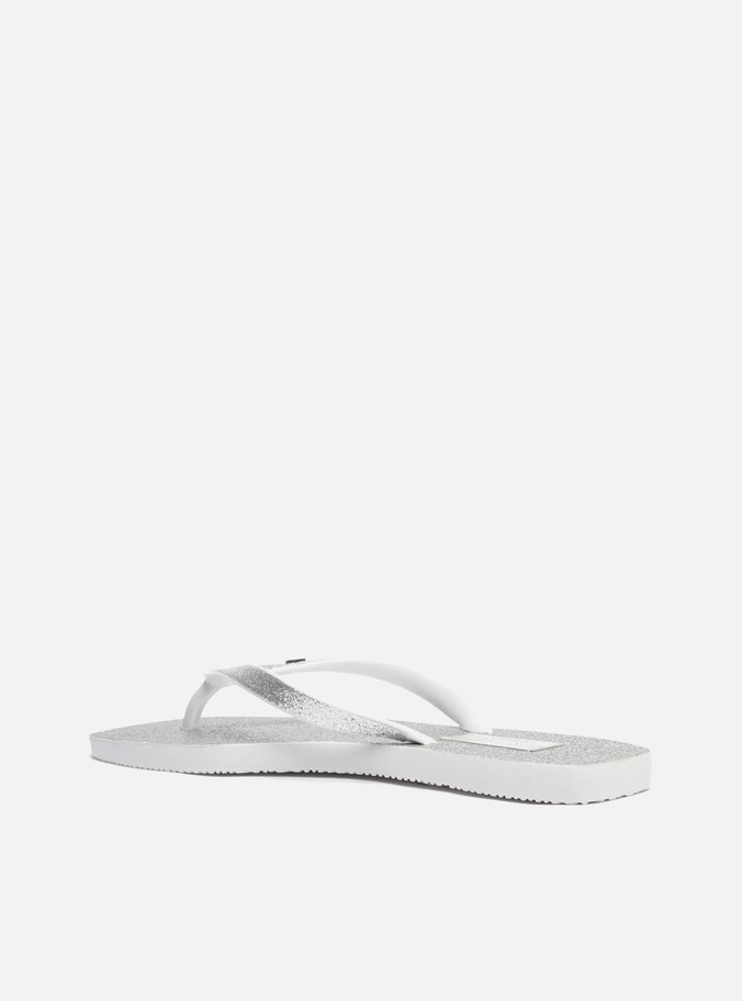 Chinelo de Dedo Branco Glitter Brizza Square
