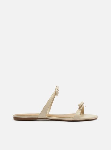 Rasteira Slide Off White Tiras Laços