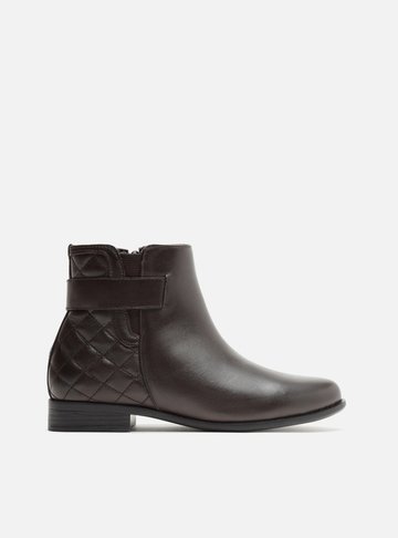 Bota Marrom Couro Cano Curto Matelassê