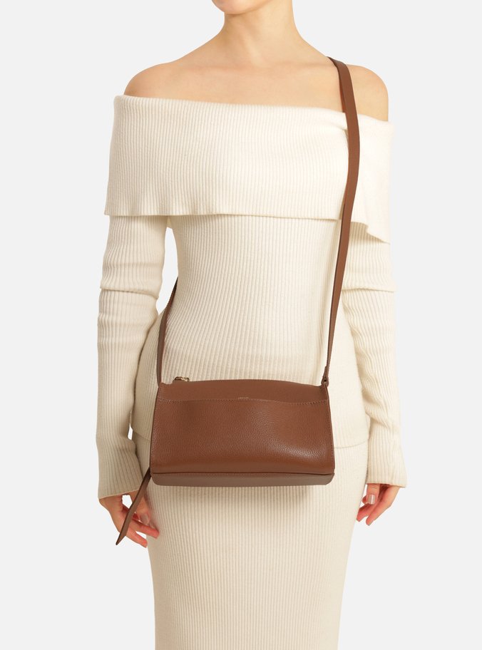 Bolsa Tiracolo Marrom Couro Pequena Bolso Frontal