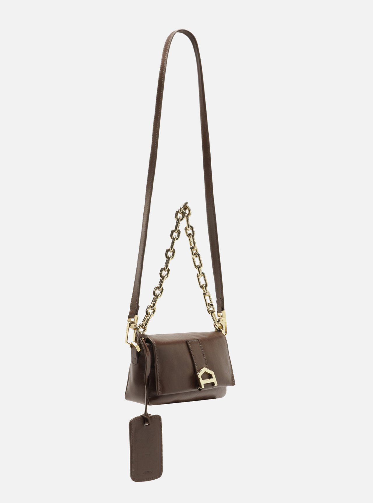 Bolsa Tiracolo Marrom Couro Pequena — foto 5